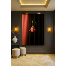Wallivo Çiçek Motifi Soluk Gül Renkli Karanfil Temalı Gold Metal Çerçeveli Kanvas Tablo