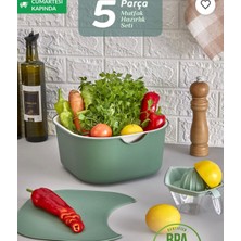 Nest Nook 5'li Mutfak Hazırlık Seti - Çok Amaçlı Karıştırma Kabı Kasesi Kesme Tahtası Süzgeç Limon Sıkacağı