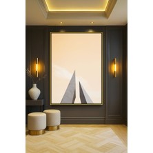 Wallivo Sıcak Pastel Gökyüzüne Karşı Iki Keskin Üçgen Yapı Fotoğrafı Gümüş Metal Çerçeveli Kanvas Tablo