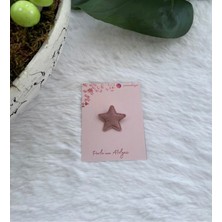 Parla'nın Atölyesi 0-3 Yaş Az Saçlı ve Saçsız Bebek Tokası  Pembe Yıldız