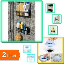 Hereveoyuncak 2 Adet Yapışkanlı Mutfak - Banyo Raf Düzenleyici + Filtreli Lavabo Tıkama Aparatı - 2li Set Q7PLXG