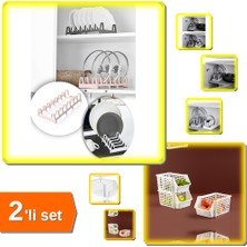 Hereveoyuncak Tencere Kapağı Organizeri 6 Bölmeli Kapak Rafı + Katlı Düzenleyici - Kat Kat Düzenleyici - 2li Set