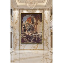 Wallivo Fausto Zonaro Istanbul'un Fethi Gold Metal Çerçeveli Kanvas Tablo