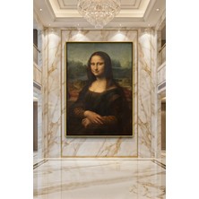 Wallivo Leonardo Da Vinci Mona Lisa Bronz Metal Çerçeveli Kanvas Tablo