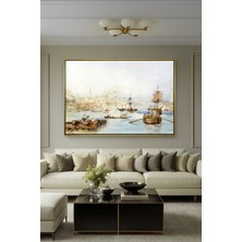 Wallivo Thomas Allom'un Tarihi Istanbul Manzarası Haliç (Golden Horn) Gold Metal Çerçeveli Kanvas Tablo