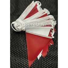 Pencere Bayrak Ipe Dizili Süsleme Bayrak Kırmızı Beyaz 25 mt