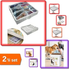 Hereveoyuncak 12 Bölmeli Ayakkabı Saklama Çantası Hurcu Shoes Under + Kapaklı Mama Saklama Kabı 6lt - 2li Set W0Q4