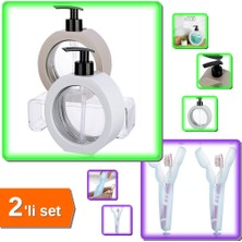 Hereveoyuncak 350 ml Tezgah Üstü Oval Banyo Mutfak Sabunluk + 2 Adet Diş Fırça Kutusu Kapaklı - 2li Set R5V5X5