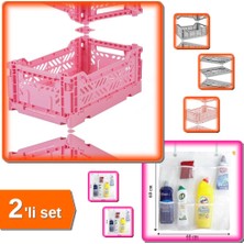 Hereveoyuncak Katlanabilir Kasa 15 Litre + 8 Cepli Askılı File Organizer Banyo Mutfak Düzenleyici - 2li Set F5D5D5