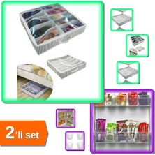 Hereveoyuncak 12 Bölmeli Ayakkabı Saklama Hurcu + 6 Adet Buzdolabı Içi Mini Düzenleyici Kutu - 2li Set T2L4F6