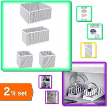 Hereveoyuncak 4 Parça Çekmece Düzenleme Kutu Organizer + 6 Bölmeli Tencere Kapak Rafı - 2li Set W4X4M2