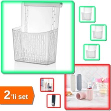 Hereveoyuncak Dolap Kapağına Asılabilen Deterjan Organizeri Şeffaf + Çanta Içi Makyaj Fırça Kutusu - 2li Set A8C6L