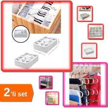 Hereveoyuncak 12 Bölmeli Iç Çamaşırı Kravat Çorap Çekmece Düzenleyici + Pantolon Askısı 5 Katlı - 2li Set W9G4R0