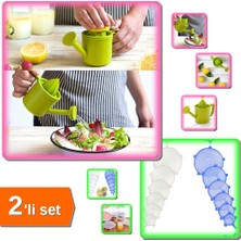 Hereveoyuncak Bahçıvan Limon Sıkacağı - Hazneli Narenciye + 6 Adet Silikon Strech Kapaklar - 2li Set G9D5H5