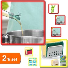 Hereveoyuncak 2 Adet Şişe Ucu Aparatı Yağdanlık Tıpa + Sünger Askısı Sponge Hanger - 2li Set V1H4Z6