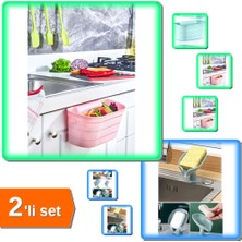 Hereveoyuncak Dolap Kapağı Organizeri Tezgah Çöp Kutusu + Vantuzlu Su Giderli Drenaj Katı Sabunluk - 2li Set Y6A0T