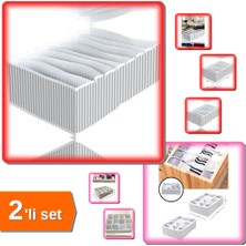 Hereveoyuncak 8 Bölmeli Xl Pratik Çekmece Düzenleyici + 12 Bölmeli Pratik Çekmece Organizer - 2li Set S8G2K7