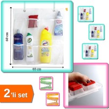 Hereveoyuncak 8 Cepli Askılı File Mutfak Banyo Düzenleyici + Kapaklı Buz Kalıbı Yapışmaz - 2li Set K9S4T1