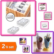 Hereveoyuncak 12 Bölmeli Pratik Çekmece Düzenleyici Organizer + Lale Figürlü Tezgah Üstü Kaşıklık - 2li Set T5E2K0