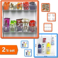 Hereveoyuncak 6 Adet Buzdolabı Içi Mini Düzenleyici Kutu + 8 Cepli Askılı File Mutfak Düzenleyici - 2li Set S2T9A5