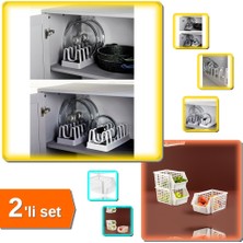 Hereveoyuncak 6 Bölmeli Tencere Kapak Rafı Organizeri + Katlı Düzenleyici - Kat Kat Düzenleyici - 2li Set W3A6P1
