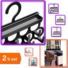 Hereveoyuncak Kravat Şal ve Takı Askısı + 6 Adet Çekmece Havluppan Askısı - Siyah - 2li Set U5H2Y2