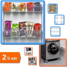 Hereveoyuncak 6 Adet Buzdolabı Içi Mini Düzenleyici Kutu + Çamaşır Makinesi 4 Adet Titreşim Engelleyici - 2li Set