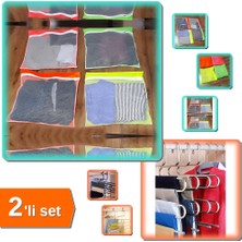 Hereveoyuncak Fermuarlı Valiz 4 Adet 4 Renk Bavul Içi Düzenleyici + 5 Katlı Pantolon Askısı - 2li Set F3F5V3