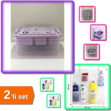 Hereveoyuncak Takı Dikiş Kutusu Saklama Hobi Kutusu + 8 Cepli Askılı Mutfak Banyo Düzenleyici - 2li Set X2F4J0