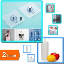 Hereveoyuncak 5 Adet Çok Amaçlı Mutfak Banyo Yapışkanlı Pin Askısı + Şeffaf Sos Şişesi 400 ml - 2li Set L6G1C5