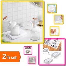 Hereveoyuncak Taşınabilir Yüz Temizleme Krem Köpük Makinesi + 12 Bölmeli Çekmece Organizer - 2li Set B6E2T9