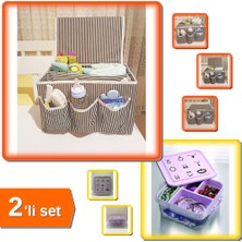 Hereveoyuncak Takı Dikiş Kutusu Saklama Kabı + 2 Adet Bebek Beşik Başucu Düzenleyici - 2li Set K7N5G1