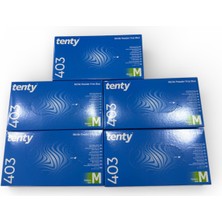 Tenty 403 Mavi Nitril Pudrasız Muayene Eldiveni M Beden 5 Adet