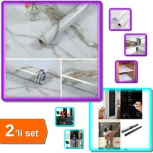 Hereveoyuncak Su Geçirmez Mermer Desenli Yapışkanlı Folyo + Kara Yazı Tahtası Sticker Blackboard - 2li Set N9N9E8