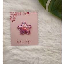 Parla'nın Atölyesi 0-3 Yaş Az Saçlı ve Saçsız Bebek Tokası  Pembe Yıldız