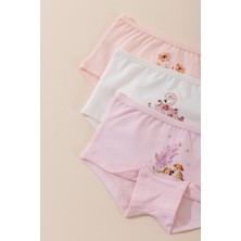 Baykar Kız Çocuk Pamuklu Renkli Baskılı Likralı Boxer 3'lü Paket 5710 Renkli