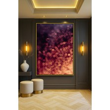 Wallivo Sıcak Altın Kırmızı Bokeh Işıklar Soyut Fotoğraf Gold Metal Çerçeveli Kanvas Tablo