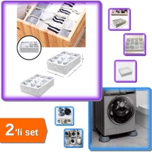 Hereveoyuncak 12 Bölmeli Pratik Çekmece Düzenleyici + Çamaşır Makinesi 4 Adet Titreşim Engelleyici - 2li Set T9T2L