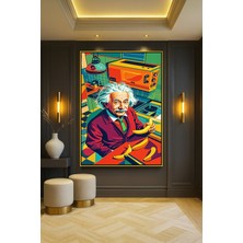 Wallivo Einstein Pop Art Temalı Gold Metal Çerçeveli Kanvas Tablo