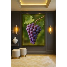 Wallivo Kare Mor Üzümler - Sıradışı Meyve Tasarımı Bronz Metal Çerçeveli Kanvas Tablo