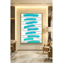 Wallivo Turkuazın Ahengi Modern Stil Gold Metal Çerçeveli Kanvas Tablo