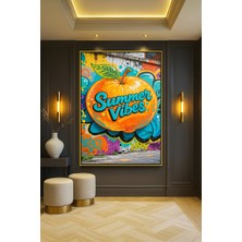 Wallivo Grafiti Ile Yaz Atmosferi Gümüş Metal Çerçeveli Kanvas Tablo
