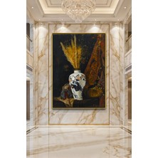 Wallivo Osman Hamdi Bey Natürmort Vazo ve Başaklar Bronz Metal Çerçeveli Kanvas Tablo