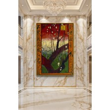 Wallivo Vincent Van Gogh Japon Bahçesinde Çiçek Açan Erik Ağacı Gold Metal Çerçeveli Kanvas Tablo