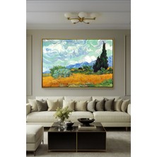 Wallivo Vincent Van Gogh'un Selvili Buğday Tarlası Post-Empresyonist Siyah Metal Çerçeveli Kanvas Tablo