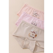 Baykar Kız Çocuk Pamuklu Renkli Baskılı Likralı Boxer 3'lü Paket 5702 Renkli