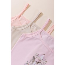 Baykar Kız Çocuk Pamuklu Ince Ip Askılı Renkli Baskılı Klasik Atlet 3lü Paket 4700 Renkli