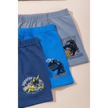 Baykar Erkek Çocuk Pamuklu Baskılı Rahat Kesim Likralı Boxer 3'lü Paket 3568 Renkli