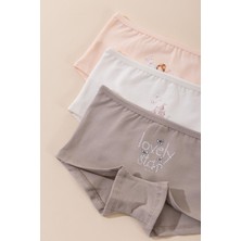 Baykar Kız Çocuk Pamuklu Renkli Baskılı Likralı Boxer 3'lü Paket 5740 Renkli