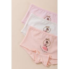 Baykar Kız Çocuk Pamuklu Renkli Baskılı Likralı Boxer 3'lü Paket 5730 Renkli